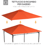 Outsunny-Tetto-di-Ricambio-per-Gazebo-3x3m-in-Poliestere-Impermeabile-Anti-UV-Arancione