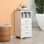 kleankin-Mobiletto-Bagno-con-Scaffale-Aperto-e-3-Cassetti-in-MDF-40x33x80cm-Bianco