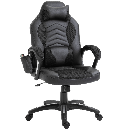 HOMCOM-Sedia-Poltrona-da-Ufficio-Massaggiante-e-Riscaldante-Design-Ergonomico-Reclinabile-Ecopelle-68L×69P×-108-117-Acm-Nera