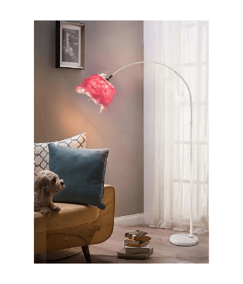 Trade Shop Traesio-lampada Da Terra In Metallo Piuma Attacco E27 Max.60w 185x110 Cm Bianco Rosa D26 - Bianco
