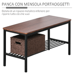 HOMCOM-Set-Tavolo-da-Pranzo-con-2-Sedie-Stile-Industriale-e-Panca-2-Posti-in-Legno-e-Metallo-per-Soggiorno-e-Cucina-Nero-e-Marrone