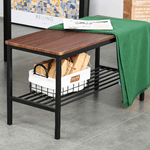 HOMCOM-Set-Tavolo-da-Pranzo-con-2-Sedie-Stile-Industriale-e-Panca-2-Posti-in-Legno-e-Metallo-per-Soggiorno-e-Cucina-Nero-e-Marrone