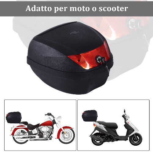 HOMCOM-Bauletto-Baule-Universale-Posteriore-per-Moto-Scooter-Motorini-in-PP-41-x-40-x-30-cm-Nero-30L