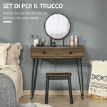 HOMCOM-Set-Tavolo-per-Trucco-con-Sgabello-e-Specchio-Makeup-in-Legno-e-Metallo-Color-Noce