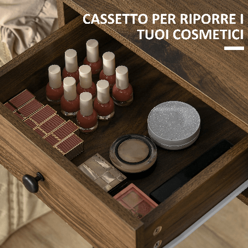 HOMCOM-Set-Tavolo-per-Trucco-con-Sgabello-e-Specchio-Makeup-in-Legno-e-Metallo-Color-Noce