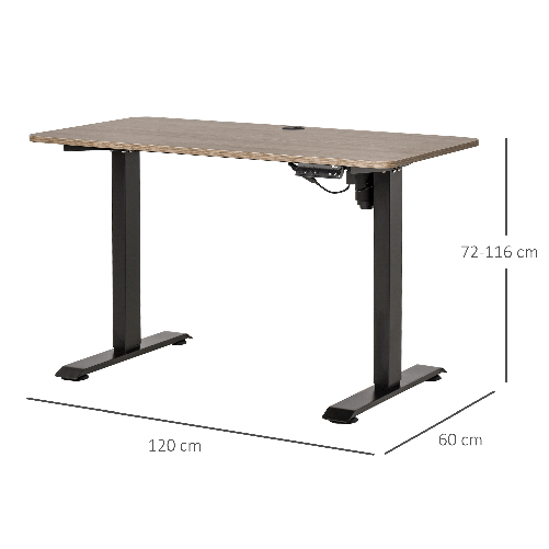 Vinsetto-Scrivania-Sollevabile-a-4-Altezze-regolazione-Elettrica-Struttura-in-Metallo-e-Legno---Teak-Nero