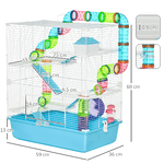 PawHut-Gabbia-per-Criceti-a-5-Livelli-con-Tubi-Casetta-Serbatoio-dell-Acqua-e-Ruota-59x36x69cm