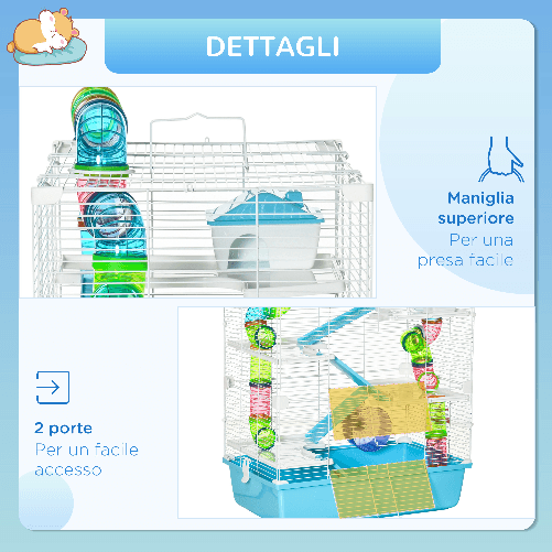 PawHut-Gabbia-per-Criceti-a-5-Livelli-con-Tubi-Casetta-Serbatoio-dell-Acqua-e-Ruota-59x36x69cm