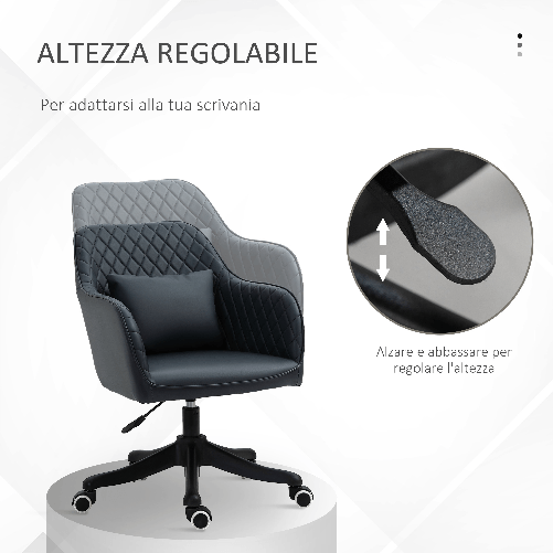 Vinsetto-Sedia-Ufficio-Ergonomica-e-Regolabile-in-Similpelle-Grigio-Scuro-con-2-Punti-Cuscino-Lombare-Massaggiante-57x70x78-86cm