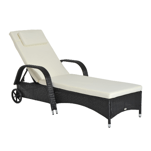 Outsunny-Lettino-Sedia-a-Sdraio-Prendisole-da-Giardino-in-Rattan-Altezza-Regolabile-con-Ruote