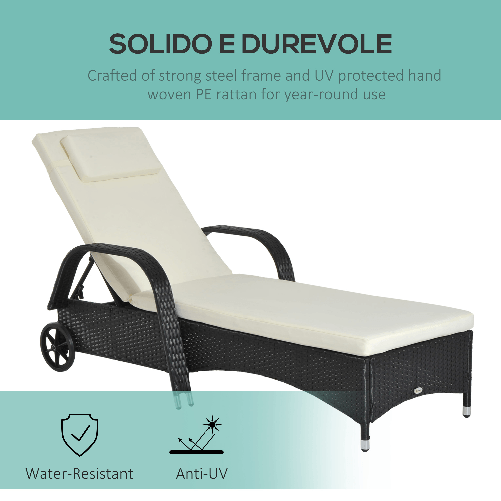 Outsunny-Lettino-Sedia-a-Sdraio-Prendisole-da-Giardino-in-Rattan-Altezza-Regolabile-con-Ruote