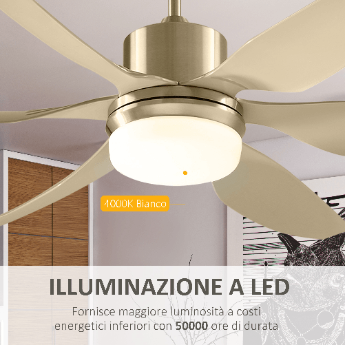 HOMCOM-Ventilatore-da-Soffitto-con-Luce-e-Telecomando-Incluso-6-Velocita-Φ132x40cm