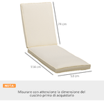 Outsunny-Cuscino-per-Lettino-Prendisole-con-Rivestimento-Poliestere-Sfoderabile-188x53x8cm-Bianco-Crema