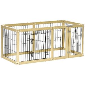 PawHut Box per Cani, Recinto per Animali, 6 Pannelli con Porta e Doppi Fermi, 70x62cm