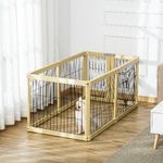 PawHut-Box-per-Cani-Recinto-per-Animali-6-Pannelli-con-Porta-e-Doppi-Fermi-70x62cm