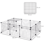 PawHut-Recinto-per-Cuccioli-e-Piccoli-Animali-Modulabile-in-Metallo-e-PP-12-Pannelli-da-35x35-cm-Nero