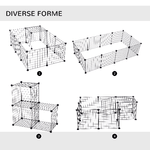 PawHut-Recinto-per-Cuccioli-e-Piccoli-Animali-Modulabile-in-Metallo-e-PP-12-Pannelli-da-35x35-cm-Nero