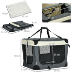 PawHut-Trasportino-per-Cani-e-Gatti-fino-4kg-Pieghevole-con-3-Aperture-e-Cuscino-70x51x50cm-Grigio