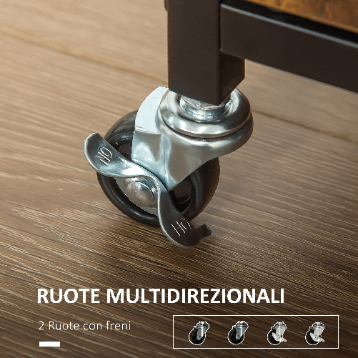 HOMCOM-Carrello-da-Cucina-con-Ripiano-Aperto-Armadietto-Portasciugamani-e-4-Ruote-90x40x90cm