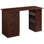 HOMCOM Scrivania Ufficio con 3 Cassetti e 3 Ripiani Reversibili in Legno, 120x49x72cm, Noce