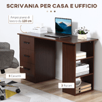 HOMCOM-Scrivania-Ufficio-con-3-Cassetti-e-3-Ripiani-Reversibili-in-Legno-120x49x72cm-Noce