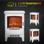 HOMCOM-Camino-Elettrico-Effetto-Fiamma-e-3-Lati-Aperti-Temperatura-Regolabile-Copertura-20-25m²---Bianco