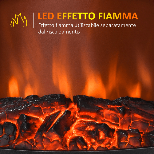HOMCOM-Camino-Elettrico-Effetto-Fiamma-e-3-Lati-Aperti-Temperatura-Regolabile-Copertura-20-25m²---Bianco