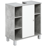 kleankin Mobiletto Sottolavandino con Intaglio a U e 6 Ripiani in Legno, 60x30x68cm - Bianco, Grigio