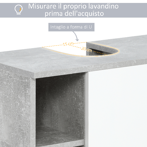 kleankin-Mobiletto-Sottolavandino-con-Intaglio-a-U-e-6-Ripiani-in-Legno-60x30x68cm---Bianco-Grigio