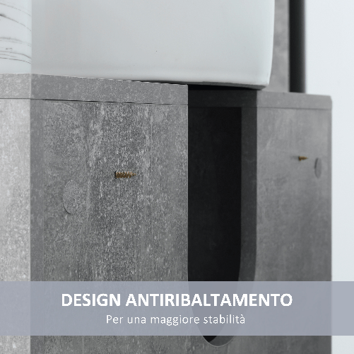 kleankin-Mobiletto-Sottolavandino-con-Intaglio-a-U-e-6-Ripiani-in-Legno-60x30x68cm---Bianco-Grigio