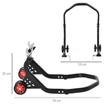 DURHAND-Cavalletto-Alzamoto-Posteriore-Universale-e-Regolabile-Cavalletto-Spostamoto-per-Moto-Sportive-Fino-200kg-Nero