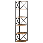 HOMCOM Libreria Angolare a Muro, Scaffale Stile Industriale in Legno e Metallo con 5 Ripiani, 39x39x175cm, Marrone Rustico