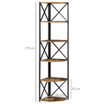 HOMCOM-Libreria-Angolare-a-Muro-Scaffale-Stile-Industriale-in-Legno-e-Metallo-con-5-Ripiani-39x39x175cm-Marrone-Rustico