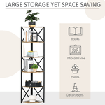 HOMCOM-Libreria-Angolare-a-Muro-Scaffale-Stile-Industriale-in-Legno-e-Metallo-con-5-Ripiani-39x39x175cm-Marrone-Rustico