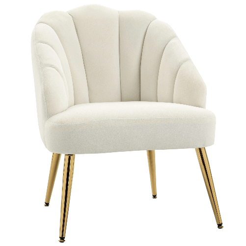 HOMCOM-Poltrona-in-Velluto-Imbottita-con-Schienale-a-Conchiglia-per-Camera-e-Salotto-63x65x84cm