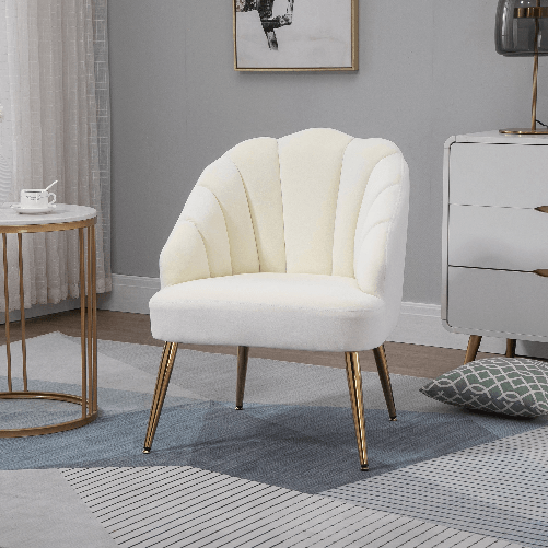 HOMCOM-Poltrona-in-Velluto-Imbottita-con-Schienale-a-Conchiglia-per-Camera-e-Salotto-63x65x84cm