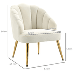 HOMCOM-Poltrona-in-Velluto-Imbottita-con-Schienale-a-Conchiglia-per-Camera-e-Salotto-63x65x84cm