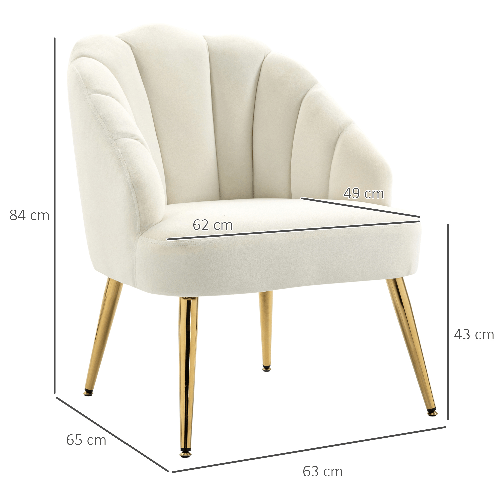 HOMCOM-Poltrona-in-Velluto-Imbottita-con-Schienale-a-Conchiglia-per-Camera-e-Salotto-63x65x84cm