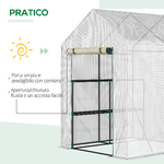 Outsunny-Serra-da-Giardino-per-Esterni-in-Acciaio-e-PE-con-2-Scaffali-e-Porta-Avvolgibile-143x143x195-cm-Bianco