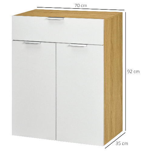 HOMCOM-Mobile-per-Soggiorno-con-Armadietto-e-Cassetto-Ripiani-regolabili-su-3-livelli-70x35x92cm-Bianco