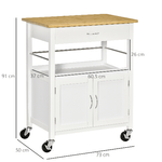 HOMCOM-Carrello-Cucina-con-Cassetto-Armadietto-e-Scaffale-Carrellino-Portavivande-con-Piano-in-Bambu-e-4-Ruote-Bianco