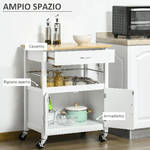 HOMCOM-Carrello-Cucina-con-Cassetto-Armadietto-e-Scaffale-Carrellino-Portavivande-con-Piano-in-Bambu-e-4-Ruote-Bianco