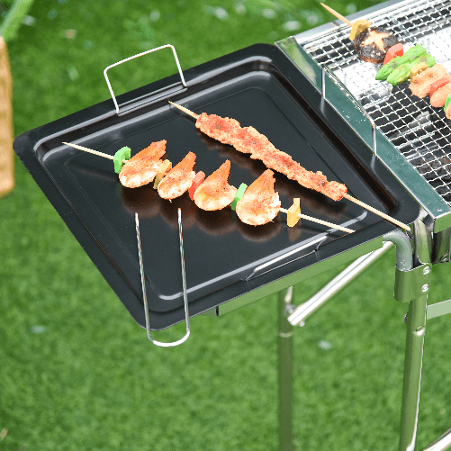 Outsunny-Barbecue-a-Carbonella-Grill-BBQ-da-Giardino-Balcone-con-Piano-d-Appoggio-Esterno-Acciaio-Inox-104-×-30-×-68cm