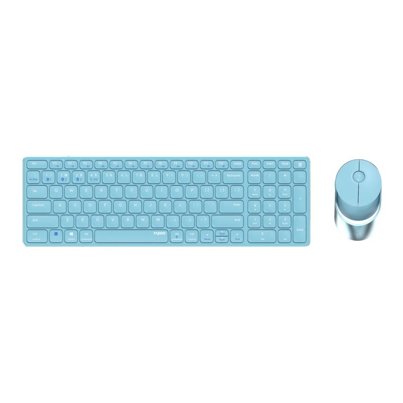 Rapoo-9750M-tastiera-Mouse-incluso-RF-senza-fili--Bluetooth-QWERTZ-Tedesco-Blu