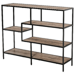 HOMCOM Scaffale Libreria Asimmetrica in Stile Industriale, in Legno e Metallo Nero, 120x32x95cm