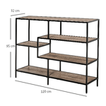 HOMCOM-Scaffale-Libreria-Asimmetrica-in-Stile-Industriale-in-Legno-e-Metallo-Nero-120x32x95cm