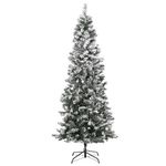 HOMCOM 210cm Albero di Natale Pino Artificiale Effetto Neve con Rami 631, Base Pieghevole Rimovibile Decorazioni Natalizie