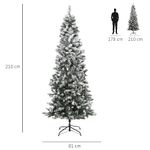 HOMCOM-210cm-Albero-di-Natale-Pino-Artificiale-Effetto-Neve-con-Rami-631-Base-Pieghevole-Rimovibile-Decorazioni-Natalizie