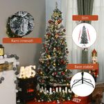 HOMCOM-210cm-Albero-di-Natale-Pino-Artificiale-Effetto-Neve-con-Rami-631-Base-Pieghevole-Rimovibile-Decorazioni-Natalizie