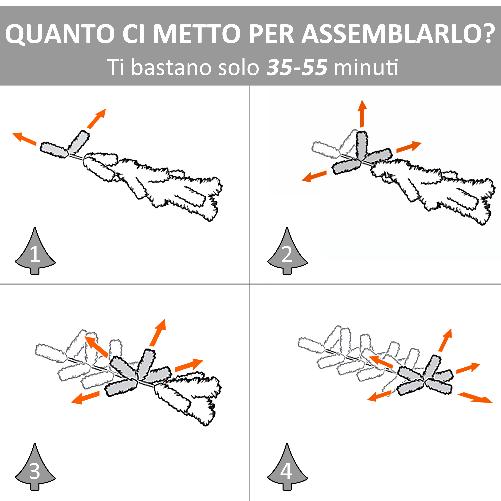 HOMCOM-210cm-Albero-di-Natale-Pino-Artificiale-Effetto-Neve-con-Rami-631-Base-Pieghevole-Rimovibile-Decorazioni-Natalizie